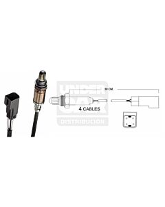 SONDA LAMBDA  FORD ESCORT (86-90) FORD ESCORT (90-94) FORD ESCORT IV / FORD ESCORT V / FORD FIESTA III / FORD ORION II / FORD ORION III / FORD SIERRA. LARGO DEL CABLE: 30 CM. 4 CABLES