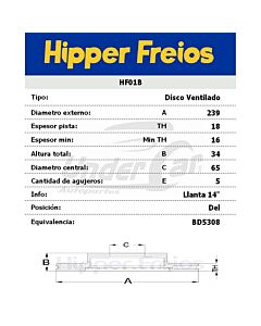 Disco De Freno VOLKSWAGEN FOX 1,6 CV1099
