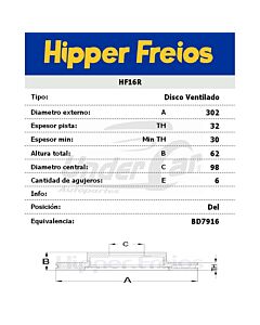 Disco De Freno RANGER 4X2 4X4 NUEVA 12/... DISCO VEN.DELANTERO BD7916