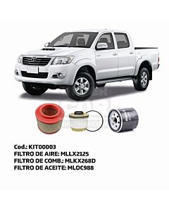 KIT DE FILTROS TOYOTA HILUX 2005/2015 2.5 3.0  sin filtro de habitaculo