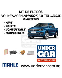 KIT DE FILTROS VOLKSWAGEN AMAROK HASTA 2015 SIN SENSOR sin filtro de habitaculo