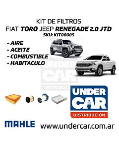 KIT DE FILTROS FIAT TORO JEEP RENEGADE 2.0 JTD 2.0 JTD sin filtro de habitaculo