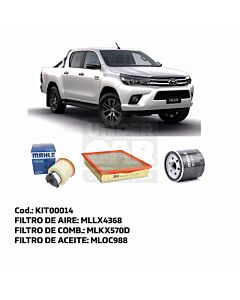 KIT DE FILTROS TOYOTA HILUX 2016/… 2.4 2.8  sin filtro de habitaculo