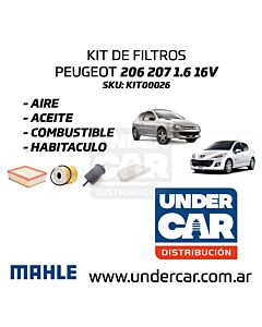 KIT DE FILTROS PEUGEOT 206 207 MOTOR 1.6 16V sin filtro de habitaculo