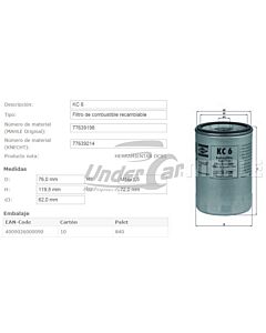 Filtro De Combustible VOLKSWAGEN 40300 - CUMMINS 6CTAA 8.3T =KC24=KC455