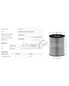 Filtro De Aire MB A160 A190