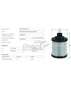 Filtro De Aceite FIAT PUNTO 1.3L MULTIJET DIESEL